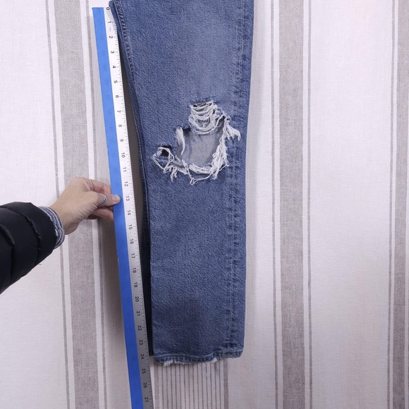 AGOLDE Riley Jeans Womens 26 Blue High Rise Crop Straight Distressed Button Fly - Picture 11 of 12